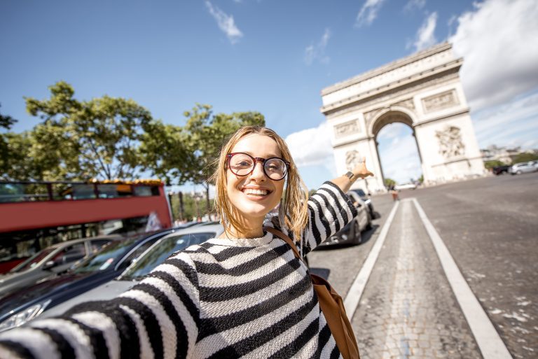 Woman traveling in Paris